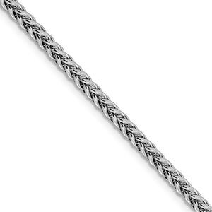 4.3mm, 14k White Gold Hollow Wheat Chain Necklace, 20 Inch